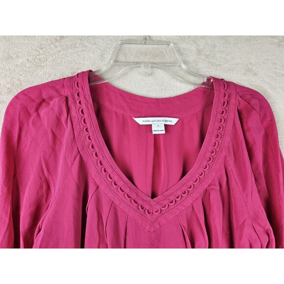 Diane Von Furstenberg Silk 3/4 Blouse Top Size S - Picture 2 of 5